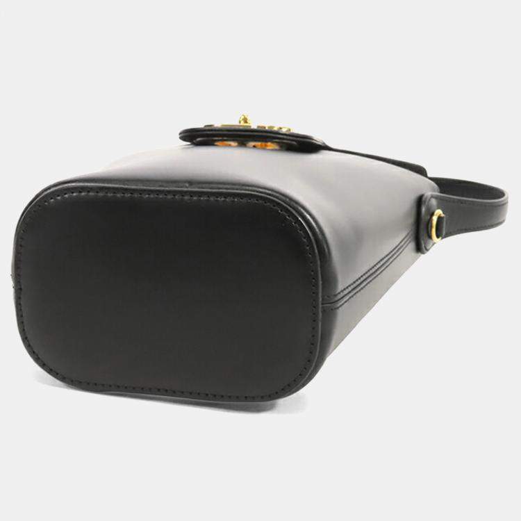 Pre Owned Dior Black Mini Calfskin 30 Montaigne Amber Bucket Bag