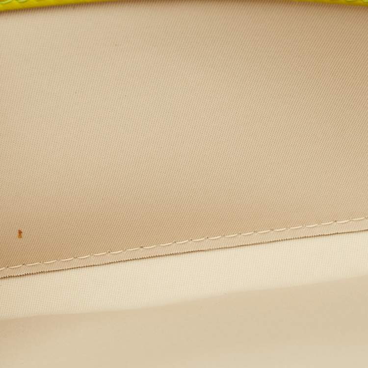 Pre Owned Dior Light Green Cannage Patent Leather Rendezvous Wallet on Chain