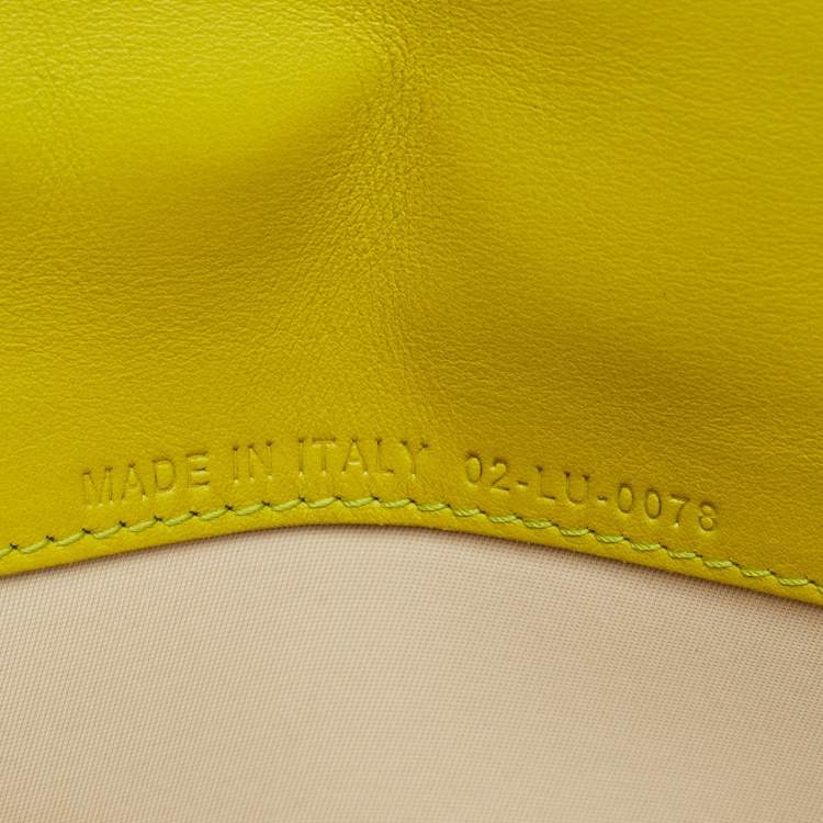 Pre Owned Dior Light Green Cannage Patent Leather Rendezvous Wallet on Chain