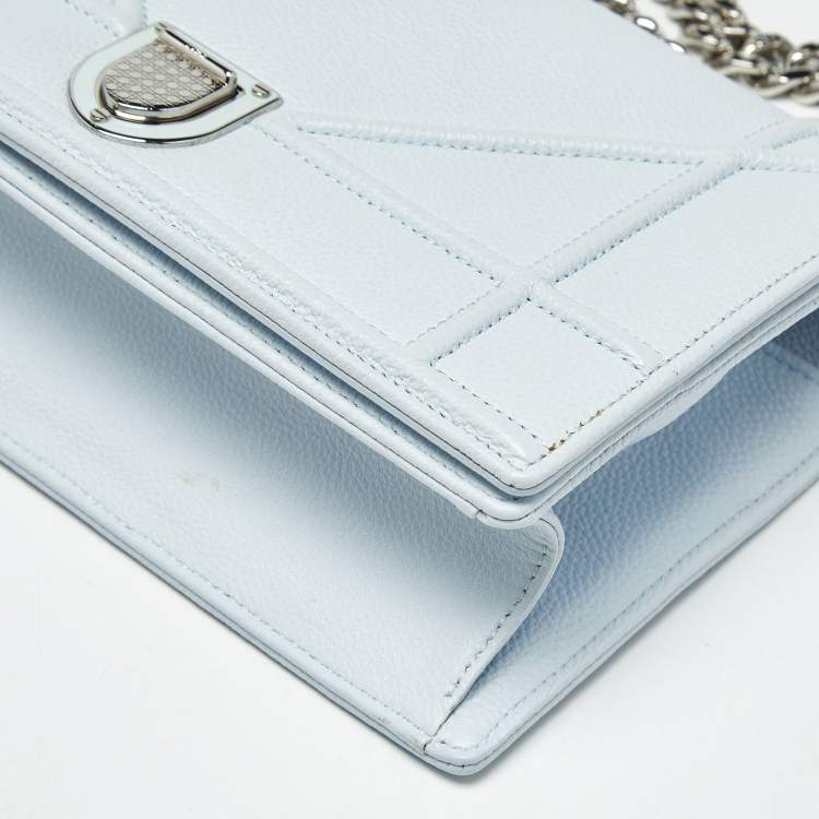 Pre Owned Dior Light Blue Cannage Leather Small Diorama Flap Bag