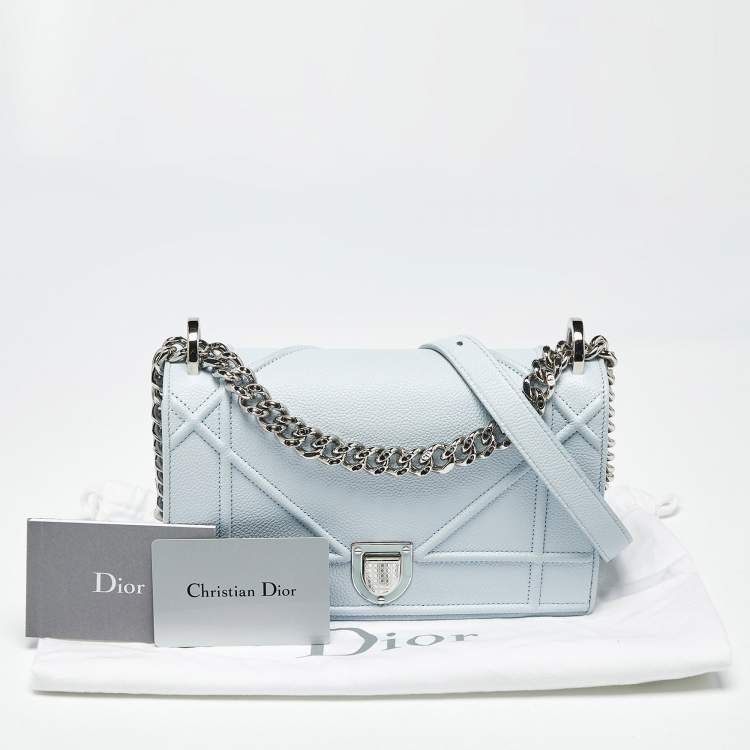 Pre Owned Dior Light Blue Cannage Leather Small Diorama Flap Bag