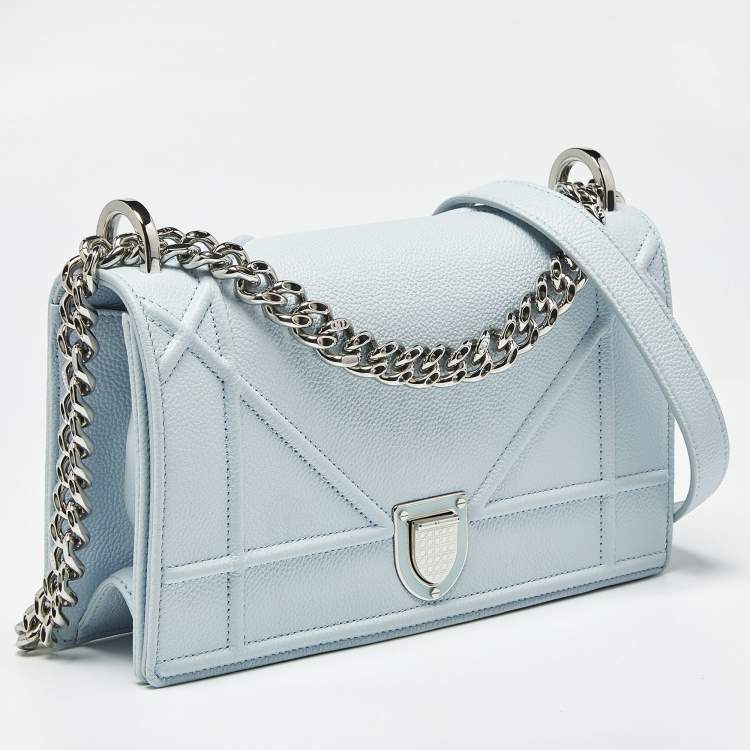 Pre Owned Dior Light Blue Cannage Leather Small Diorama Flap Bag
