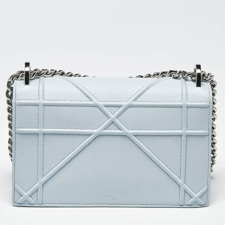 Pre Owned Dior Light Blue Cannage Leather Small Diorama Flap Bag