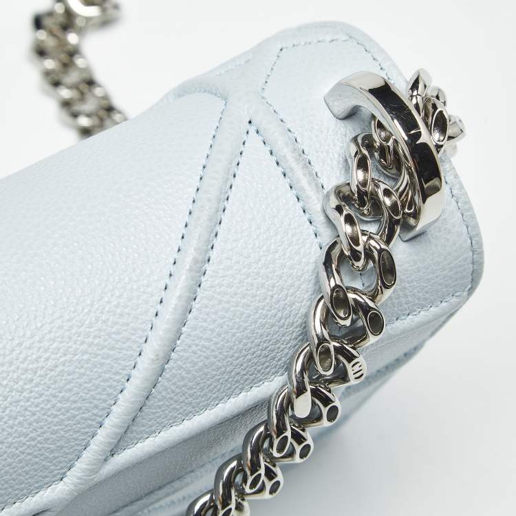 Pre Owned Dior Light Blue Cannage Leather Small Diorama Flap Bag