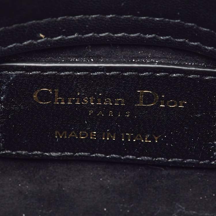 Pre Owned Dior Black Cannage Leather Micro Lady Dior Tote