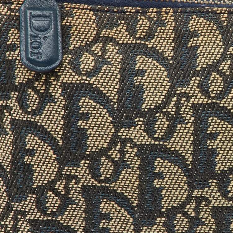 Pre Owned Dior Navy Blue Diorissimo Canvas Vintage Trotter Saddle Bag