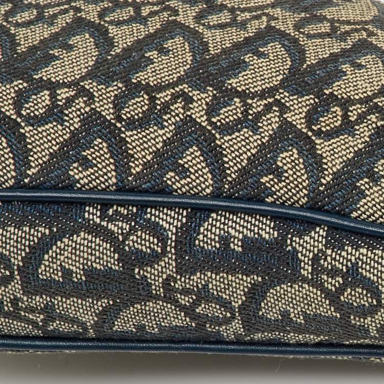 Pre Owned Dior Navy Blue Diorissimo Canvas Vintage Trotter Saddle Bag
