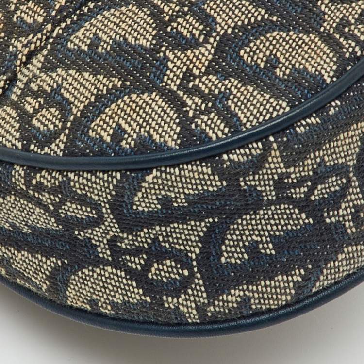 Pre Owned Dior Navy Blue Diorissimo Canvas Vintage Trotter Saddle Bag