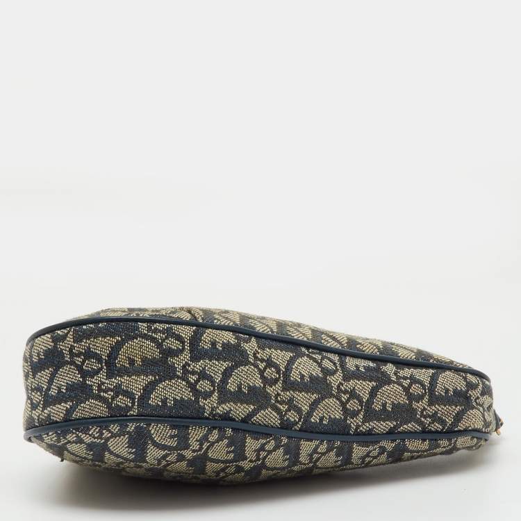 Pre Owned Dior Navy Blue Diorissimo Canvas Vintage Trotter Saddle Bag