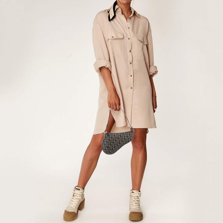 Pre Owned Dior Navy Blue Diorissimo Canvas Vintage Trotter Saddle Bag