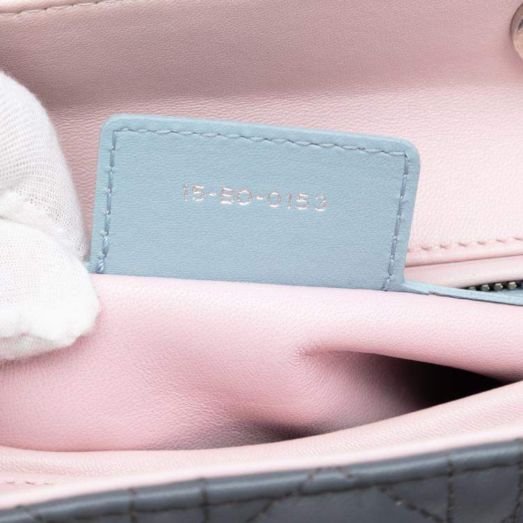 Pre Owned Dior Grey Pink Medium Tricolor Lambskin Cannage Lady Dior