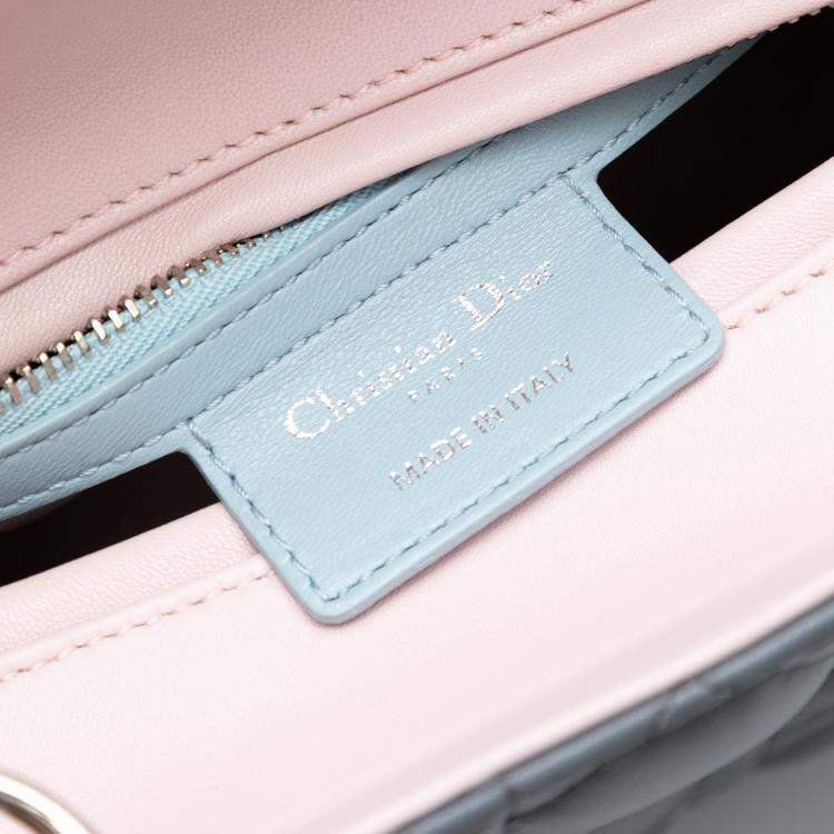 Pre Owned Dior Grey Pink Medium Tricolor Lambskin Cannage Lady Dior