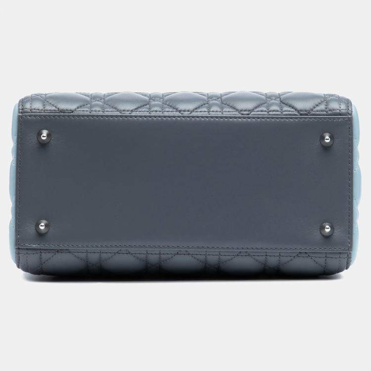 Pre Owned Dior Grey Pink Medium Tricolor Lambskin Cannage Lady Dior