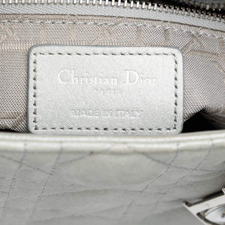 مملوكة مسبقًا Dior Silver Mini Iridescent Lambskin Cannage Lady Dior
