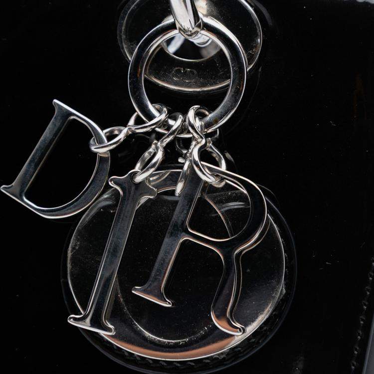 Pre Owned Dior Black Medium Patent Lady Dior