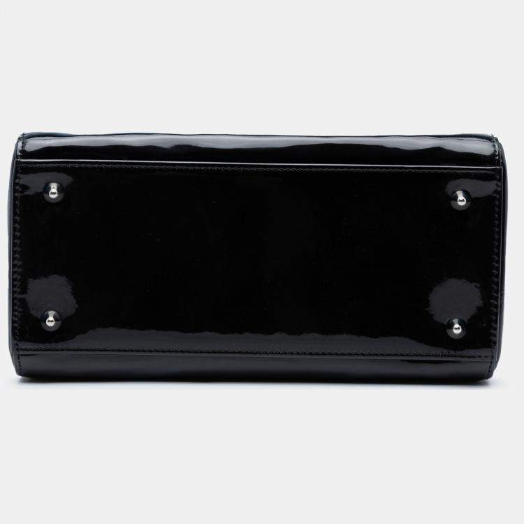 Pre Owned Dior Black Medium Patent Lady Dior