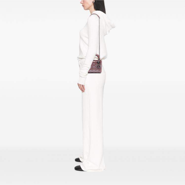 Pre Owned Dior Mini Iridescent Lambskin Cannage Lady Dior