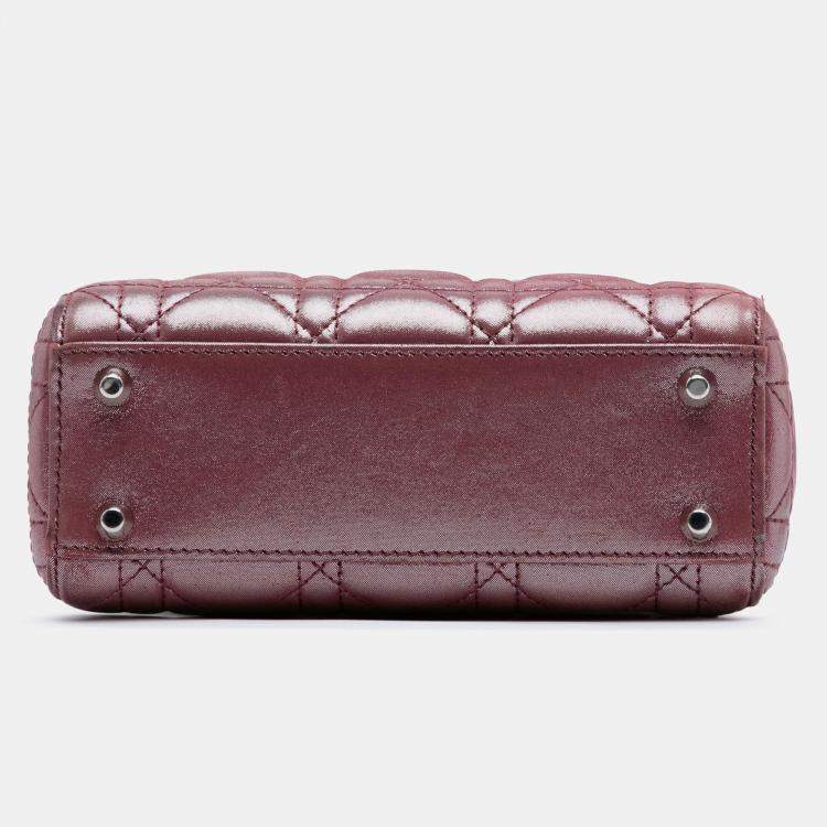 Pre Owned Dior Mini Iridescent Lambskin Cannage Lady Dior