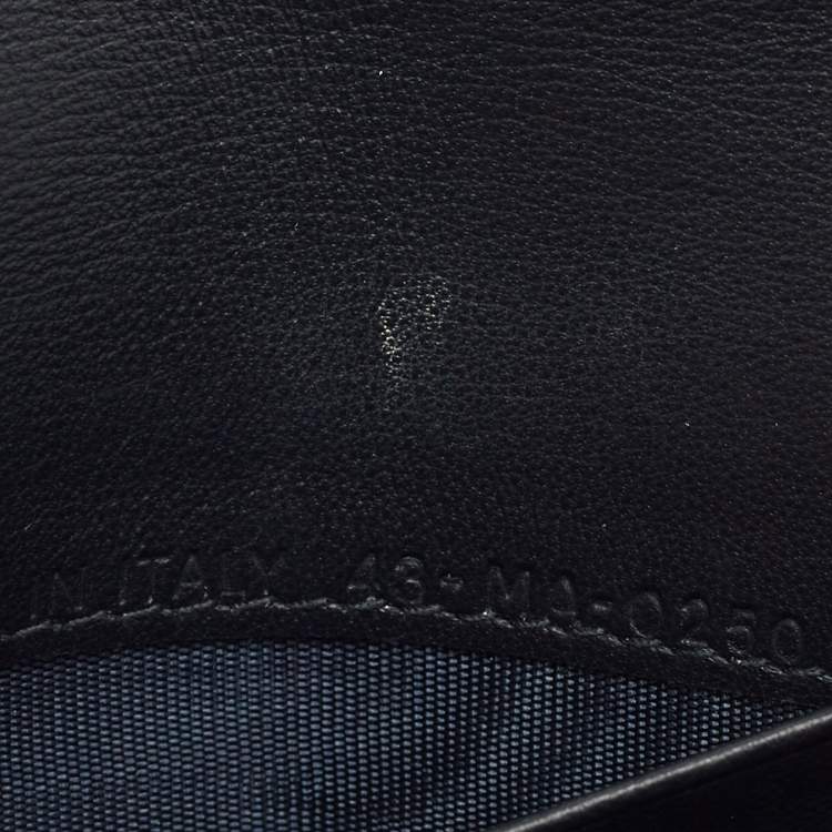 Pre Owned Dior Navy Blue Oblique Canvas and Leather Saddle Card Case