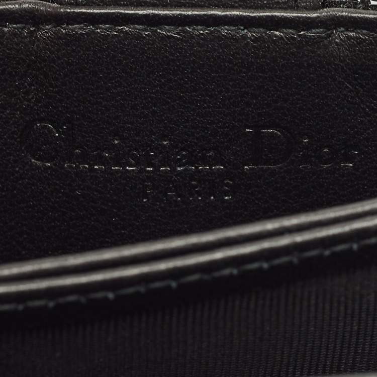 Pre Owned Dior Black Cannage Patent Leather Lady Dior Gusset Card Holder