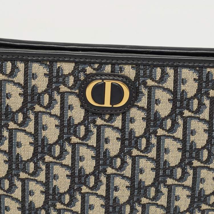 Pre Owned Dior Blue Oblique Jacquard Canvas 30 Montaigne Pouch