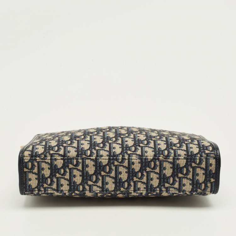 Pre Owned Dior Blue Oblique Jacquard Canvas 30 Montaigne Pouch