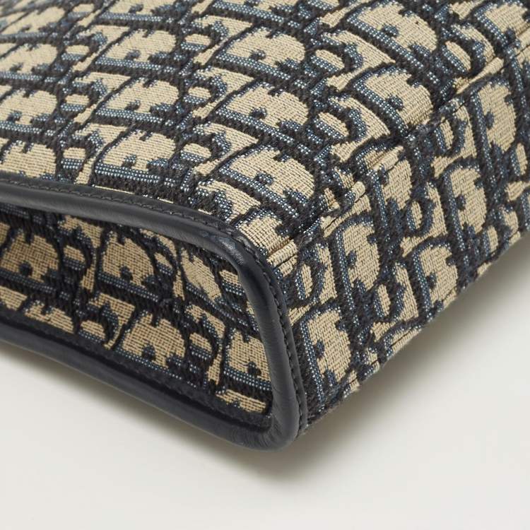 Pre Owned Dior Blue Oblique Jacquard Canvas 30 Montaigne Pouch