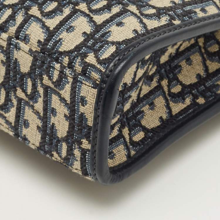 Pre Owned Dior Blue Oblique Jacquard Canvas 30 Montaigne Pouch