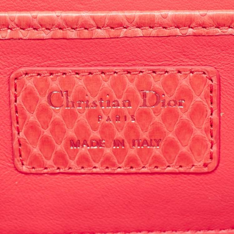 Pre Owned Dior Coral Orange Python Lady Dior Croisiere Chain Clutch