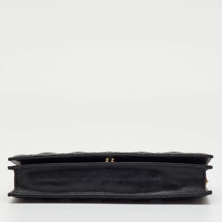 Pre Owned Dior Black Cannage Leather Lady Dior Chain Clutch