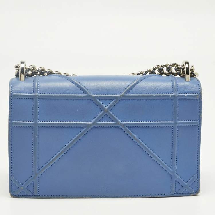 Pre Owned Dior Light Blue Cannage Leather Small Diorama Flap Bag