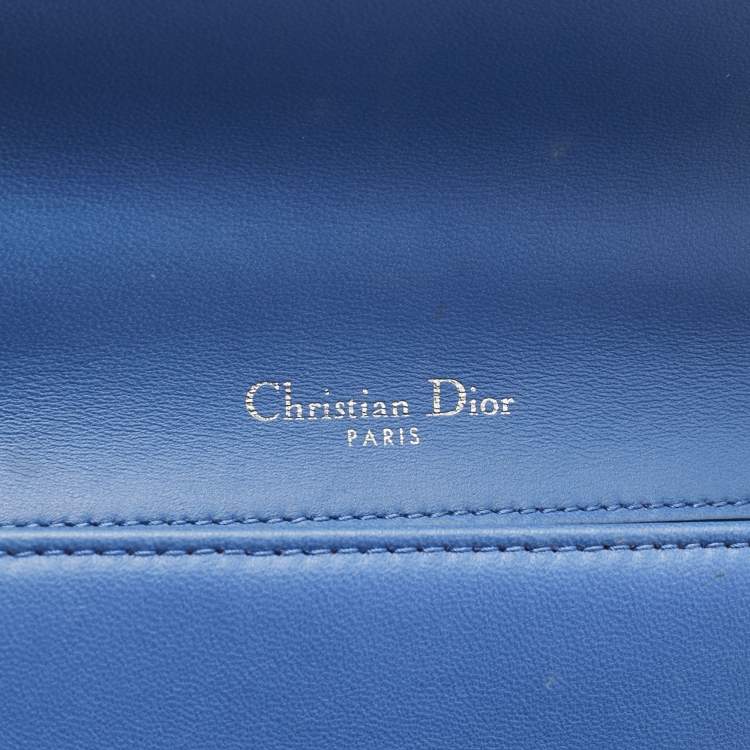 Pre Owned Dior Light Blue Cannage Leather Small Diorama Flap Bag