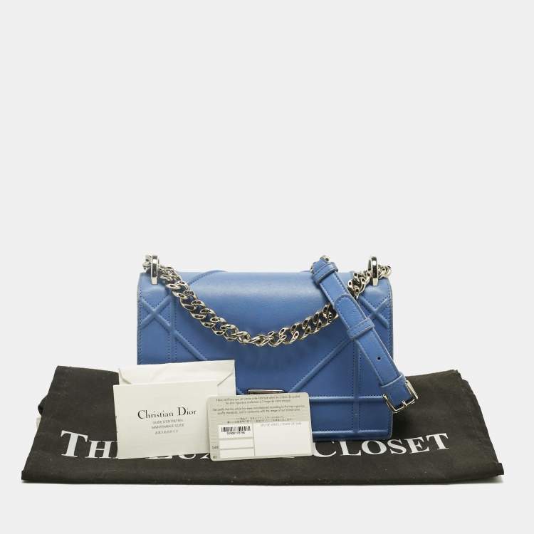 Pre Owned Dior Light Blue Cannage Leather Small Diorama Flap Bag