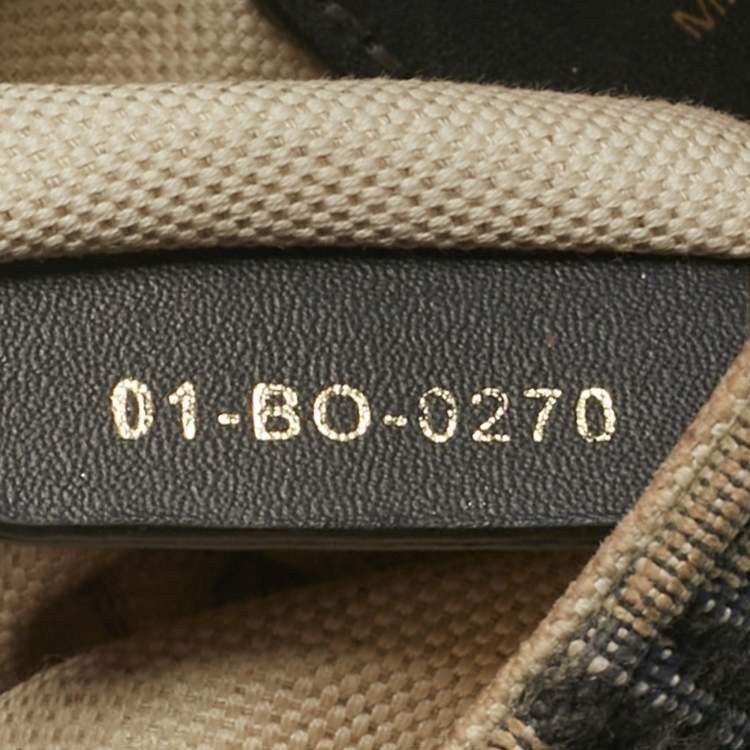 Pre Owned Dior Navy Blue Oblique Canvas and Leather Mini Saddle Bag