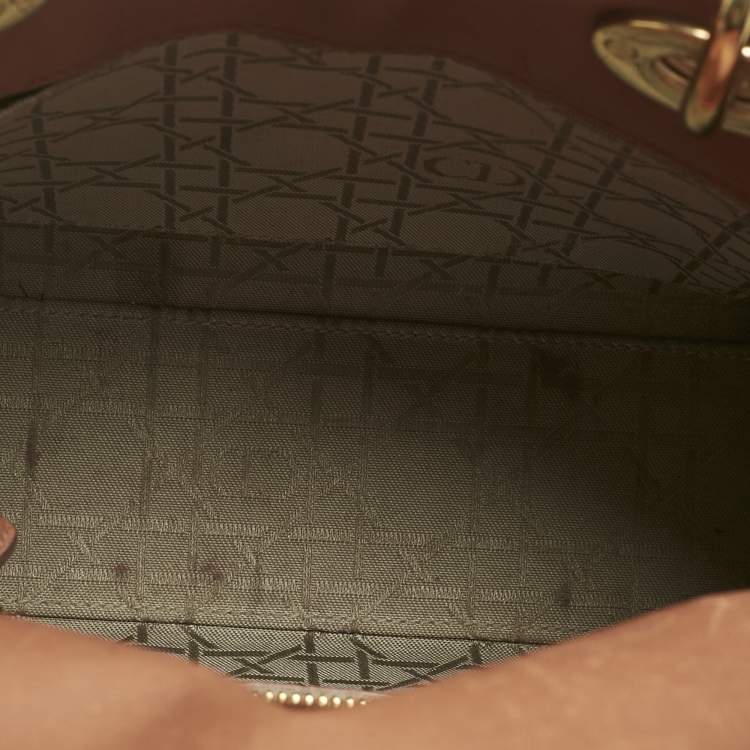 Pre Owned Dior Brown Cannage Leather Small Lady Dior Tote