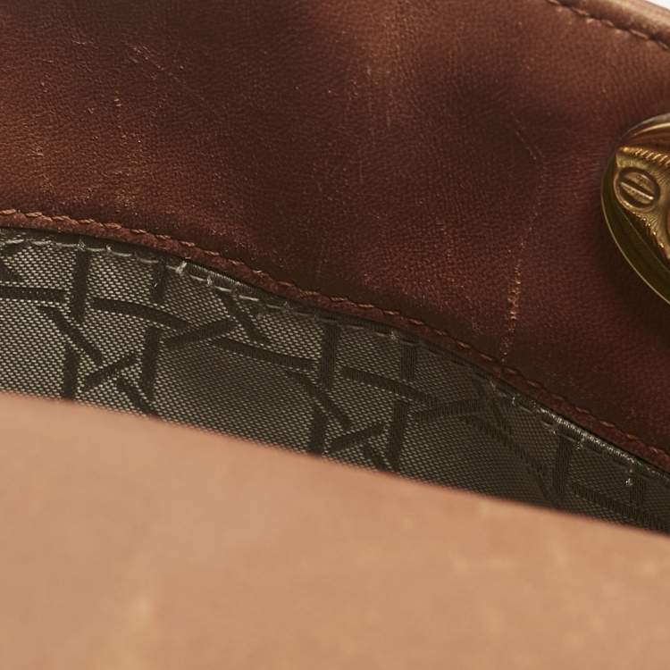 Pre Owned Dior Brown Cannage Leather Small Lady Dior Tote
