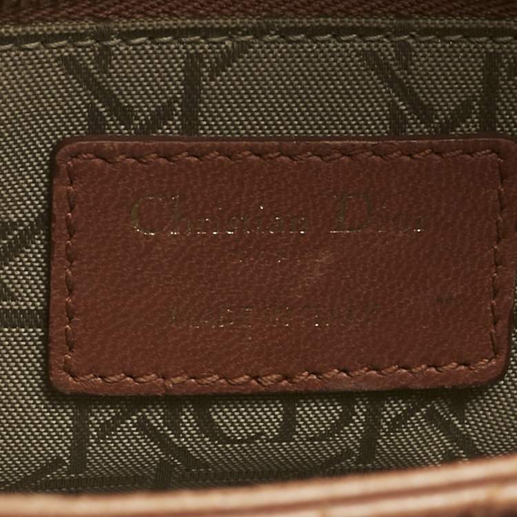 Pre Owned Dior Brown Cannage Leather Small Lady Dior Tote
