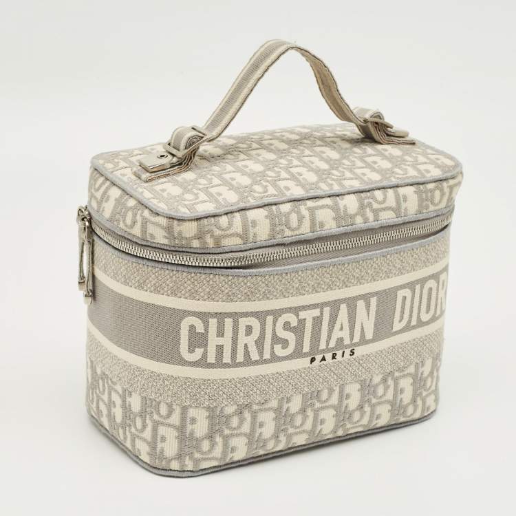 Pre Owned Dior Grey Oblique Canvas Diortravel Vanity Case
