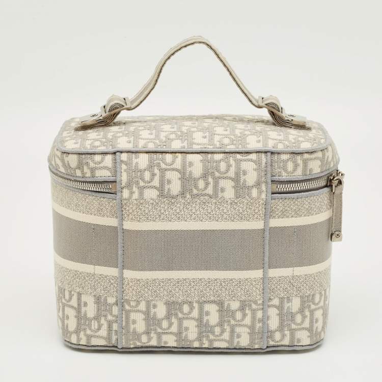 Pre Owned Dior Grey Oblique Canvas Diortravel Vanity Case