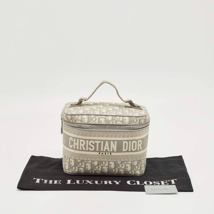 Pre Owned Dior Grey Oblique Canvas Diortravel Vanity Case