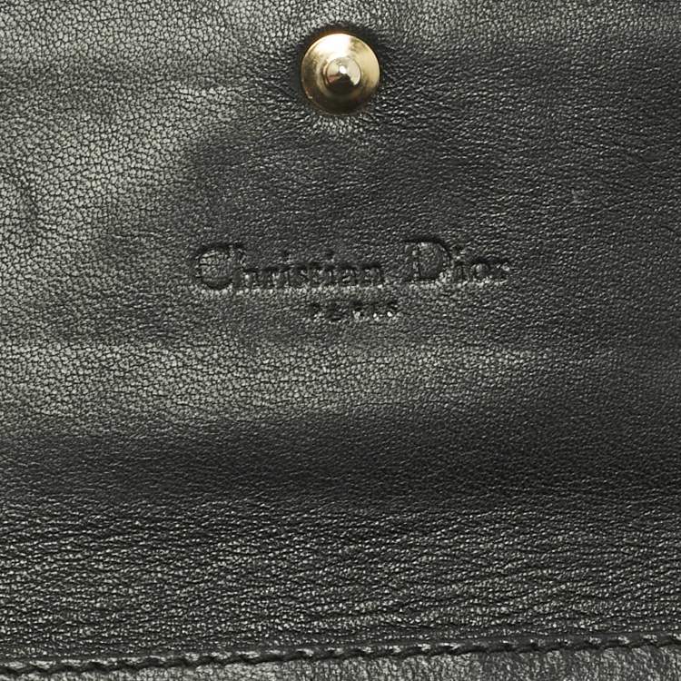 Pre Owned Dior Black Cannage Patent Leather Lady Dior Continental Wallet