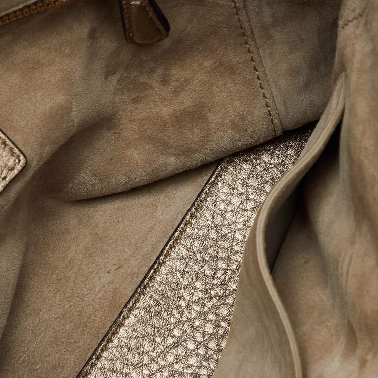 Pre Owned Dior Metallic Gold Cannage Soft Leather Medium Lady Dior Tote