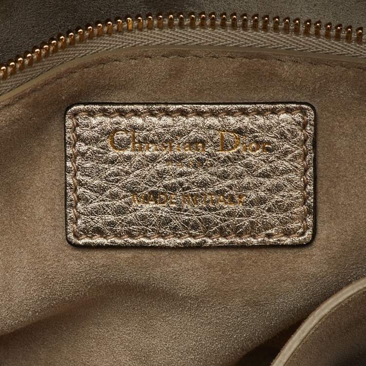 Pre Owned Dior Metallic Gold Cannage Soft Leather Medium Lady Dior Tote