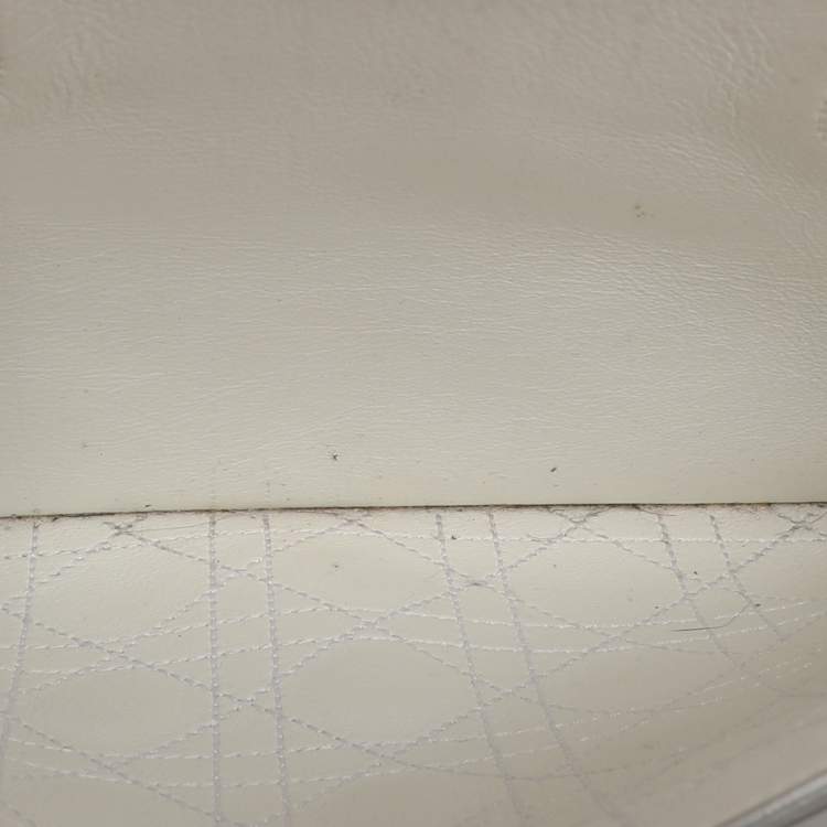 Pre Owned Dior Metallic Silver Leather Medium Diorever Bag