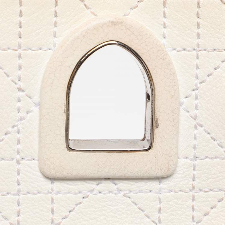 Pre Owned Dior Metallic Silver Leather Medium Diorever Bag