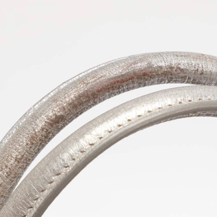 Pre Owned Dior Metallic Silver Leather Medium Diorever Bag