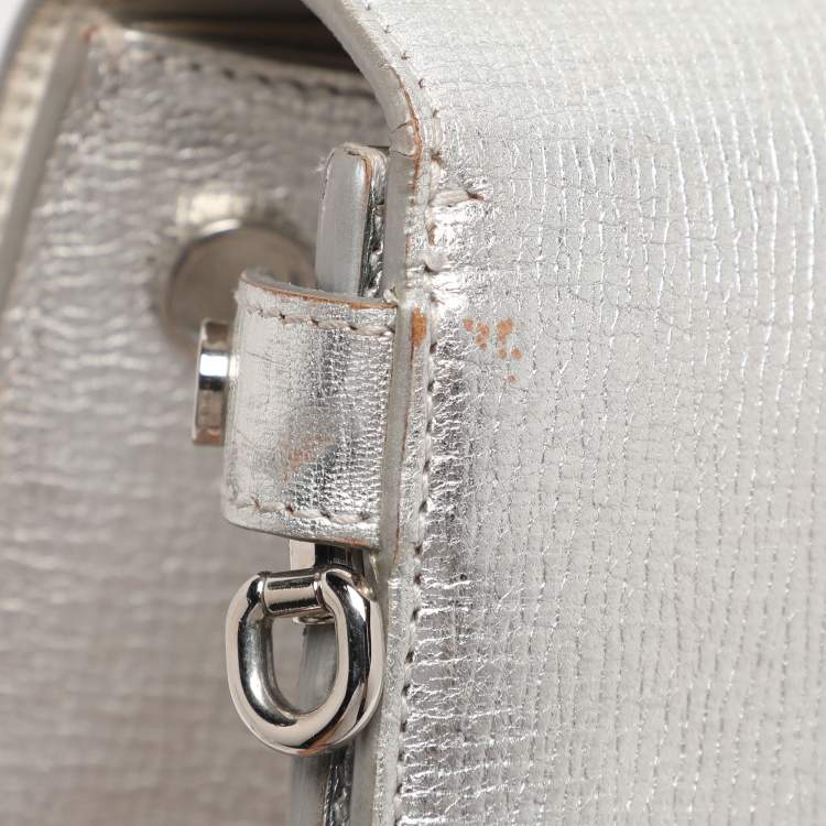 Pre Owned Dior Metallic Silver Leather Medium Diorever Bag