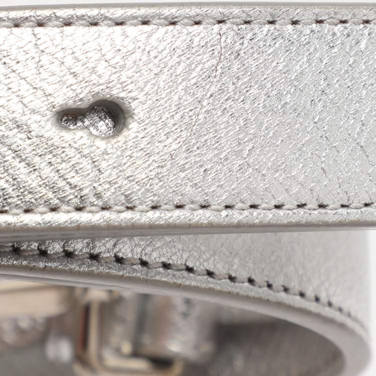 Pre Owned Dior Metallic Silver Leather Medium Diorever Bag