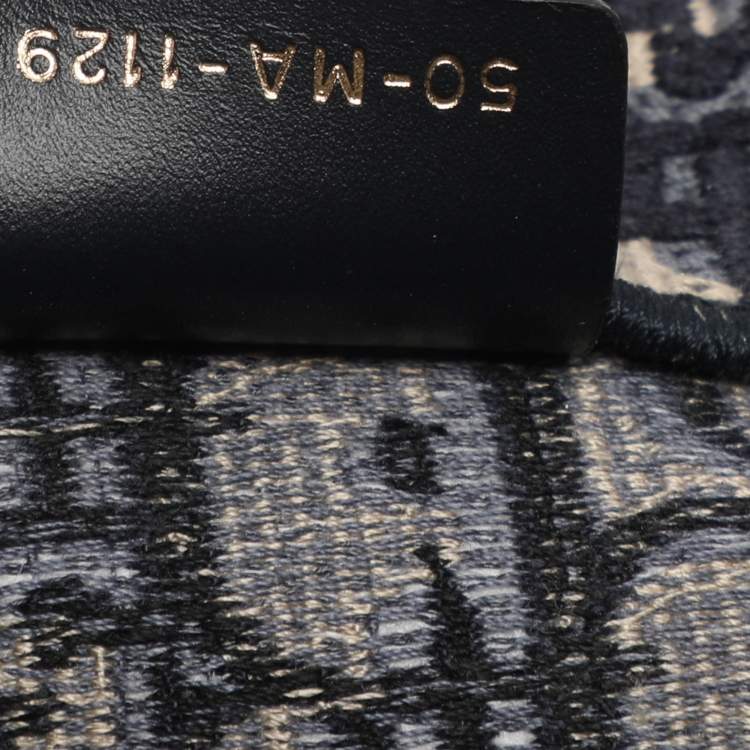 Pre Owned Dior Navy Blue Oblique Embroidered Canvas Medium Book Tote
