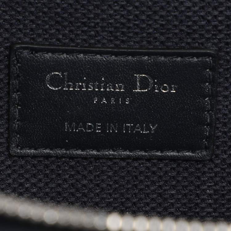 Pre Owned Dior Blue Oblique Canvas Travel Vanity Case Top Handle Bag